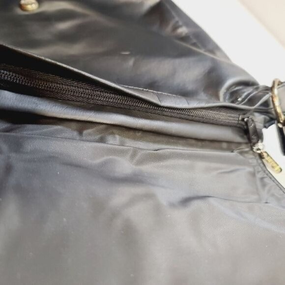 Vintage 90s Y2K Black Vegan Leather Croc Embossed Shoulder Bag - Picture 5 of 16